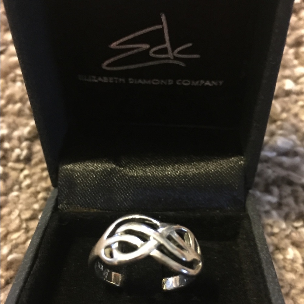 Elizabeth Diamond Company, silver infinity ring.